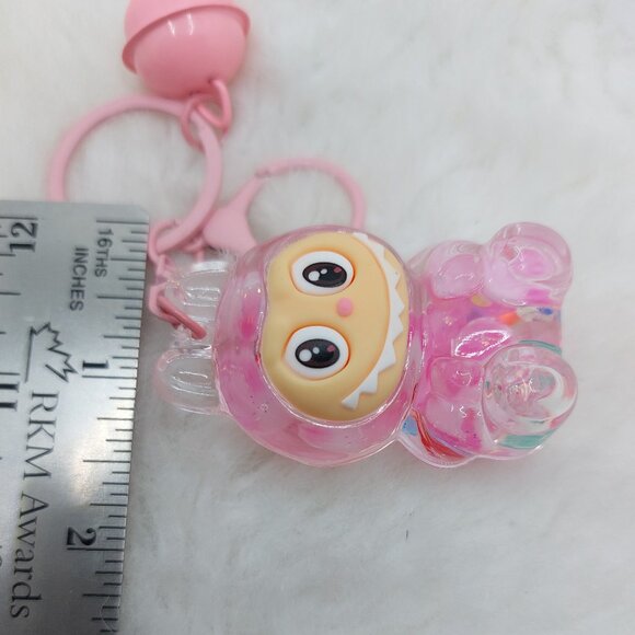 2/$19 Labubu Flowing Sand Exquisite pink keychain with bell - Picture 5 of 9